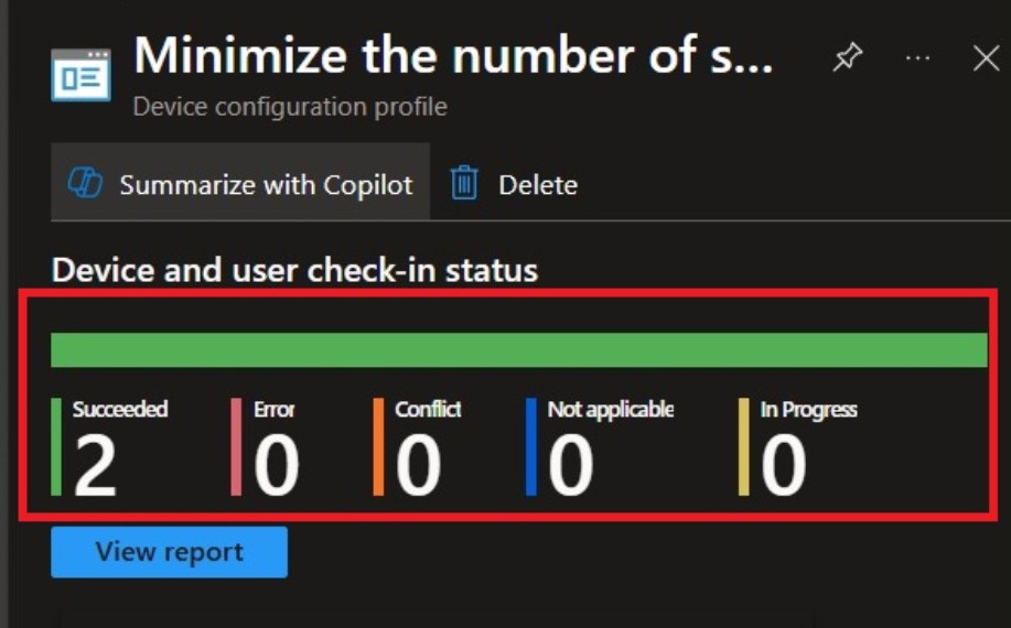 Reviewing configuration settings before creating the profile